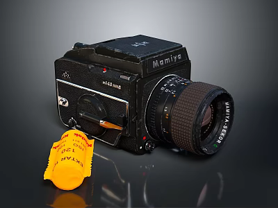 Vintage Mamiya RB67 Pro S Computer With Yellow Floppy Disk Accessory 3d model