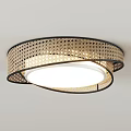 Elegant Round Woven Ceiling Light With Black Frame And White Illumination 3d model