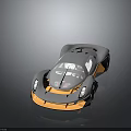 Gray Concept Sports Car With Orange Accents And Sleek Aerodynamic Design