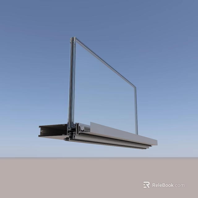 Durable Metal Sliding Hardware Tools With Glass Panel And Mounting Components 3d model 