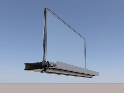 Durable Metal Sliding Hardware Tools With Glass Panel And Mounting Components 3d model
