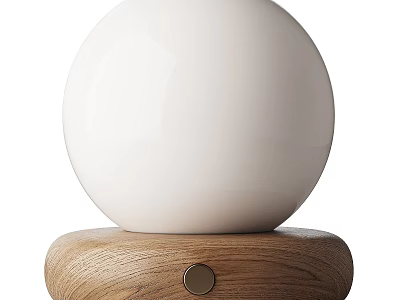 Modern Table Lamp with White Spherical Lampshade and Natural Wooden Base for Contemporary Home Decor 3d model