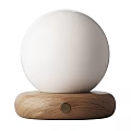 Modern Table Lamp with White Spherical Lampshade and Natural Wooden Base for Contemporary Home Decor