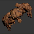 Stone Giant Sculpture With Block Like Stone Structure Standing Pose Fantasy 3D Art