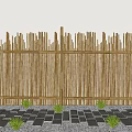 Chinese-style Bamboo Fence Bamboo Fence Bamboo Fence Partition Courtyard Fence Partition Fence Old Slab Chinese-style Tingbu Slab 3d model
