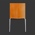 Modern Orange Wooden Chair With Curved Seat And White Metal Legs