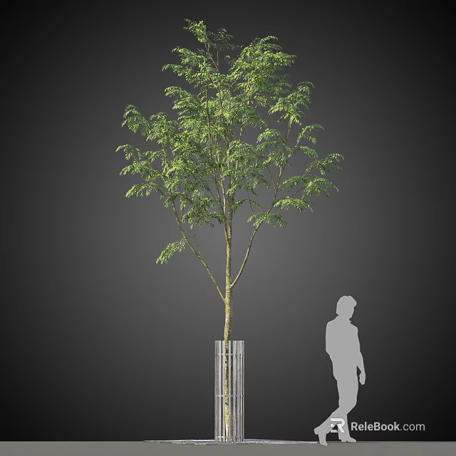 Green Leafy Arbor Featuring White Support Base and Human Silhouette for Size Reference 3d model 
