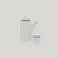 Stylish White Electric Kettle With Handle And Matching Cup For Daily Kitchen Use