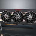 Radeon Triple Fan Graphics Card With Black Red Metallic Design For Computer Builds