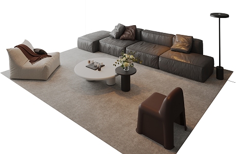 Modern Italian Sofa Combination Sofa Coffee Table Combination Side Table Coffee Table Multi-Person Sofa Single Person Sofa Living Room Sofa Jewelry Ornaments 3d model