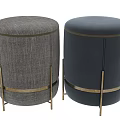 Patterned And Solid Ottoman Seats With Metal Frames For Living Room Decor 3d model