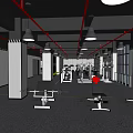 UFC Themed Fitness Gym Interior With Camo Punching Bags And Wooden Floors