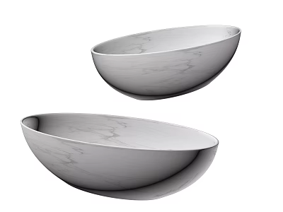 Two Modern Marble Washbasin Design Featuring Oval Shape And Sleek Surface 3d model