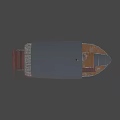 Vintage Double Deck Ship With Canopy Roof Metal Staircase Wooden Railing And Brick Walls