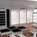NEDGLORY Store Front With Glass Doors Brick Wall And Modern Interior Display Shelves
