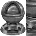 Vintage Metal Ornament Decor Combination With Spherical Base And Textured Surface 3d model