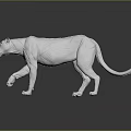 White Tiger Sculpture 3D Rendered With Muscular Details In Standing Pose On Black Background