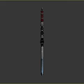 Ornate Mythical Sword With Red Black Hilt And Blue Rune Engraved Blade