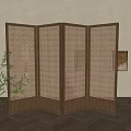 Modern Room Divider With Wooden Frame And Lattice Woven Panels For Home Decor