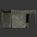 Traditional Decorative Tented Structure With Fringed Edges And Supporting Poles