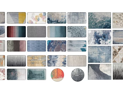 Various Square Rugs With Colorful Patterns Diverse Designs And Modern Styles 3d model