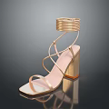 Stylish Gold Tone High Heels with Strappy Ankle Wrap Design for Elegant Evening Wear