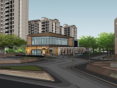 Modern Urban Building Complex With Tall Residential Towers And Green Landscaped Paths 3d model