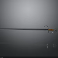 Medieval Sword With Silver Blade Orange Hilt And Metal Guard On Dark Background