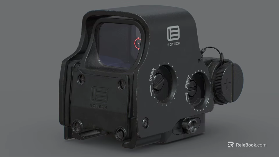 EOTech Tactical Weapon Sight with Red Dot Reticle Adjustment Dials and Black Housing for Firearms 3d model 