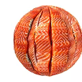 Fresh Salmon Slices Stacked In Cube Shape With Orange Red Color And Striped Texture