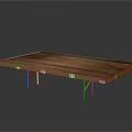 Rectangular Wooden Dining Table With Wood Grain Surface And Metal Legs