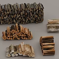 Natural Stone Wood Logs Stacked in Various Piles for Home Decorative Use