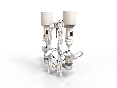 Advanced Industrial Laboratory Equipment With Two Tall Cylindrical Structures Mechanical Arms And Complex Connecting Components 3d model
