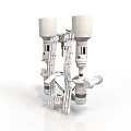 Advanced Industrial Laboratory Equipment With Two Tall Cylindrical Structures Mechanical Arms And Complex Connecting Components