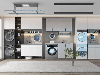 Modern balcony washing machine cabinet laundry 3d model