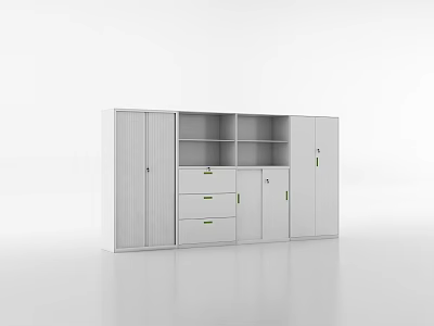 Modern Storage Cabinet With Multiple Compartments Drawers Doors And Open Shelves 3d model