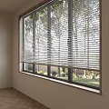 Window Blinds on Large Indoor Window with Green Trees Outside Natural View 3d model