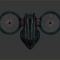 Futuristic Sci Fi Flying Vehicle With Blue Body And Large Turbine Wheels