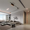 Modern Living Dining Room Interior With Sofa TV Table And Ceiling Lighting Design