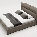 Modern Double Bed With Dark Gray Headboard Metal Legs And Light Colored Sheets 3d model