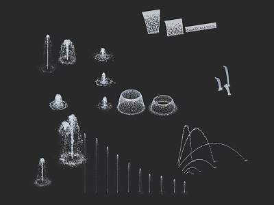 Various Decorative Fountain Designs Featuring Different Structures And Water Patterns 3d model