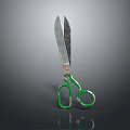 High Quality Durable Hardware Scissors With Green Handles And Sharp Metal Blades 3d model