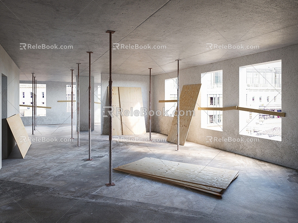 plywood texture scene construction site indoor scene 3d model