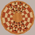 Round Wooden Game Board With Checkerboard Pattern And Numbered Sections