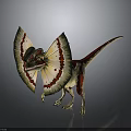 Winged Dinosaur With Large Colorful Patterned Wings And Red Spotted Body In Standing Pose