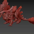 Mythical Red And Gold Armored Dragon Creature With Fiery Mane And Intricate Details