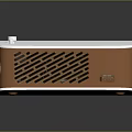 Sleek White And Brown Projector For Monitoring With Lens On Smooth Surface Reflection