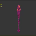 Fantasy Burning Staff With Flaming Top And Intricate Carved Handle