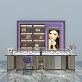 Jewelry Side Hall Jewelry Counter Jewelry Display Cabinet Jewelry Store 3d model