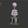 Sci Fi Mechanical Device With Silver Sphere Coiled Springs And Red Base 3d model